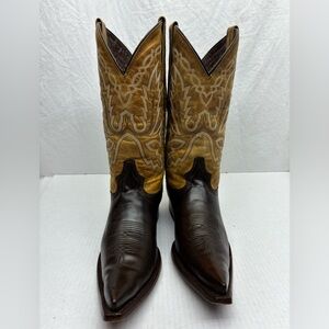 Centenario Men's Two-Tone Brown/Tan Leather Cowboy Boots, SZ 9